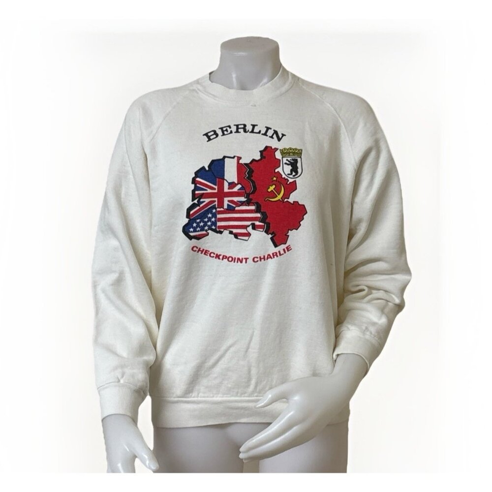 Vintage Berlin Checkpoint Charlie Sweatshirt Mens Small Shirt 1980s Germany